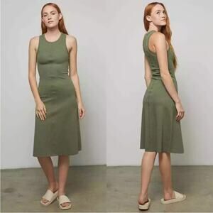 LUNYA Restore Fitted Dress Humble Green Heather Sleeveless Stretch Comfy XS NEW